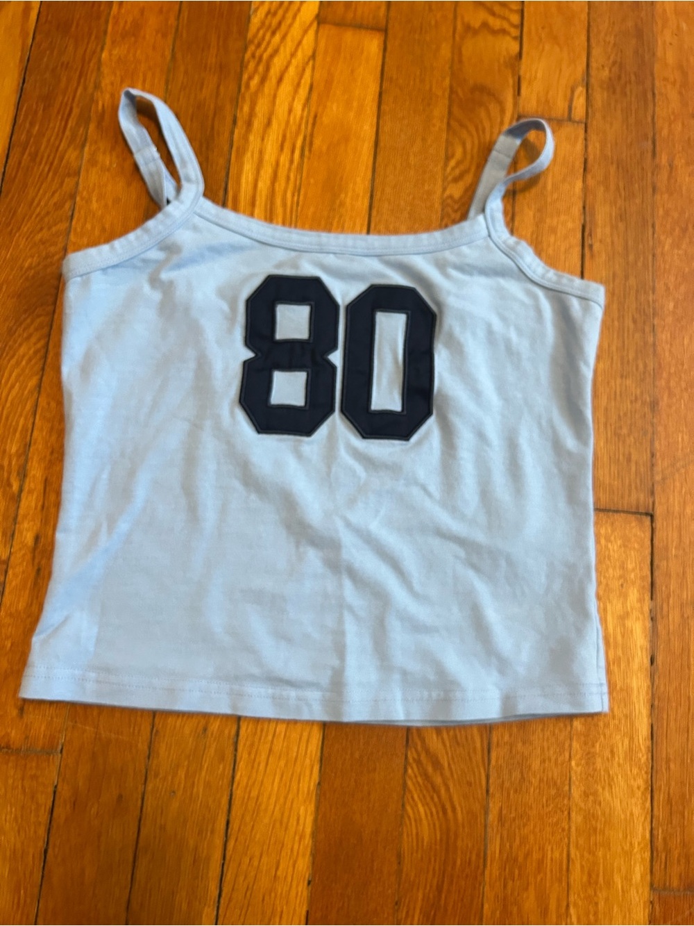 Edikted Light Blue Tank Top with Black "80" Patch